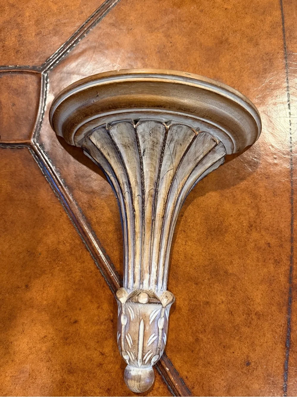 Decorative Wall Corbel Pair in Distressed Beige/ Taupe and Antique White Italy
